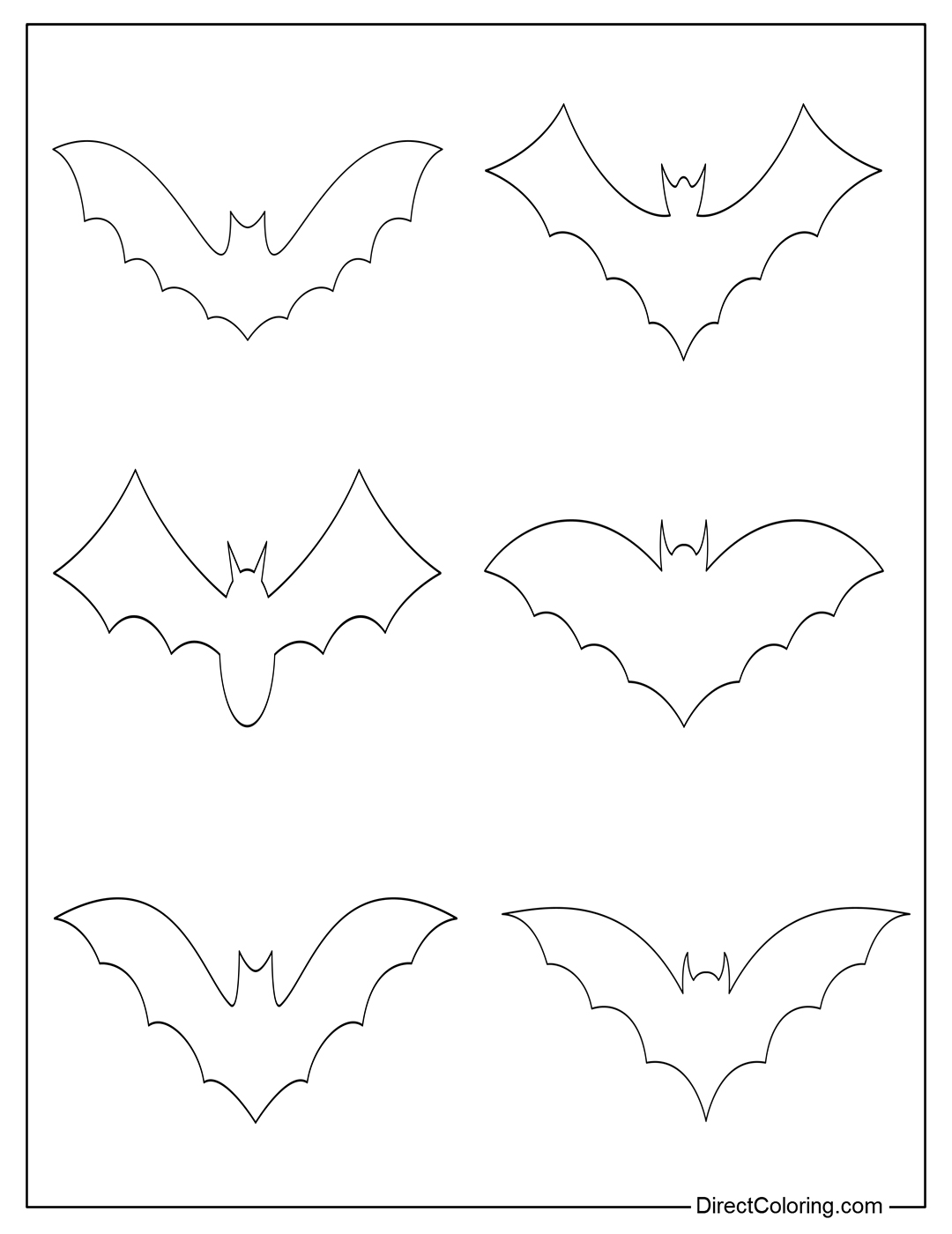 Outline Bat Coloring For Kids